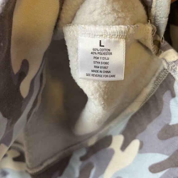 Dittos Sweatshirt Womens Soft Comfy Large Blue Beige Camo Pullover Camouflage - Picture 6 of 10